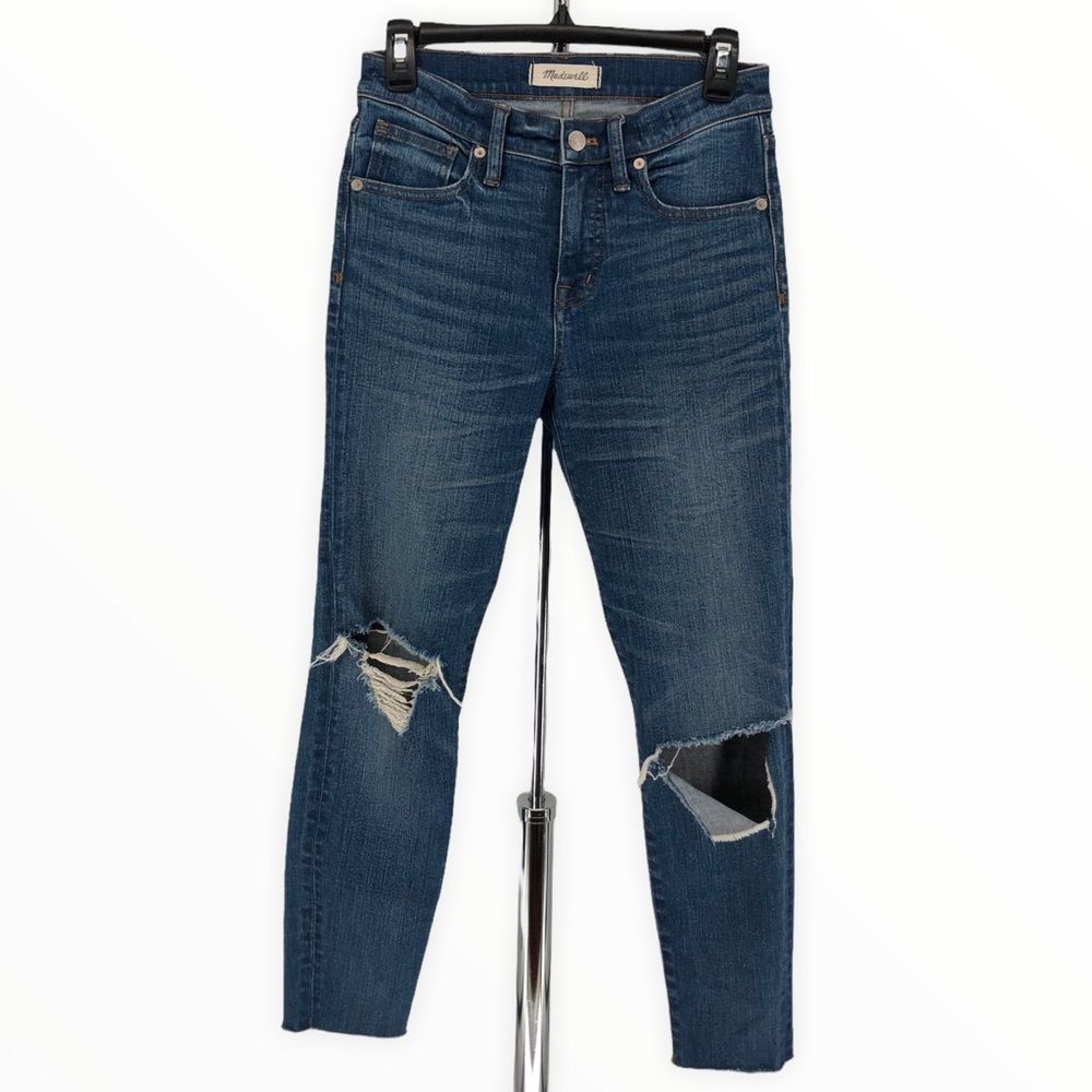 Madewell Jeans 9” High Rise Skinny Crop Jeans in Bruce Wash Distressed size 26